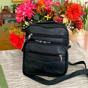 Genuine leather unisex crossbody bag